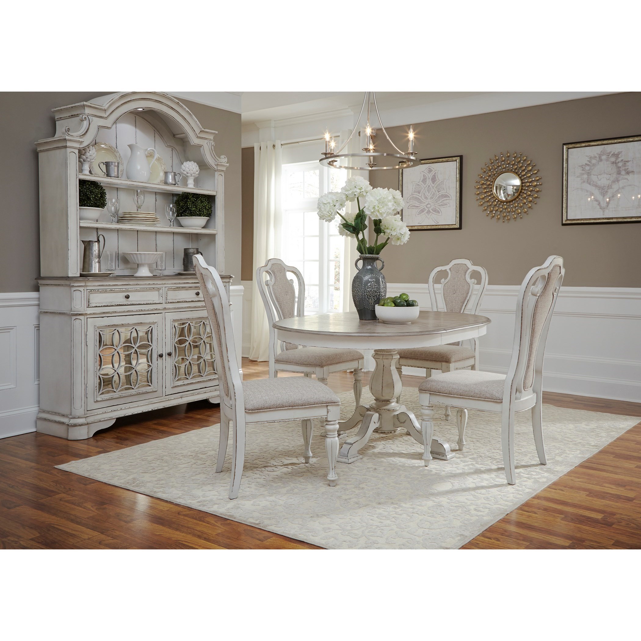 Liberty Furniture Magnolia Manor 5 Piece Table Set with Upholstered